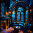 Opulent Blue and Gold Room with Baroque Decorations