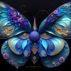 Vibrant digital illustration of peacock with butterfly-like tail feathers