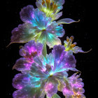 Iridescent Flowers Against Cosmic Background