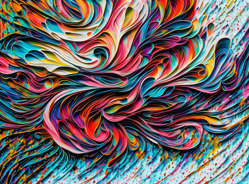 Colorful Abstract Swirls on Textured Canvas