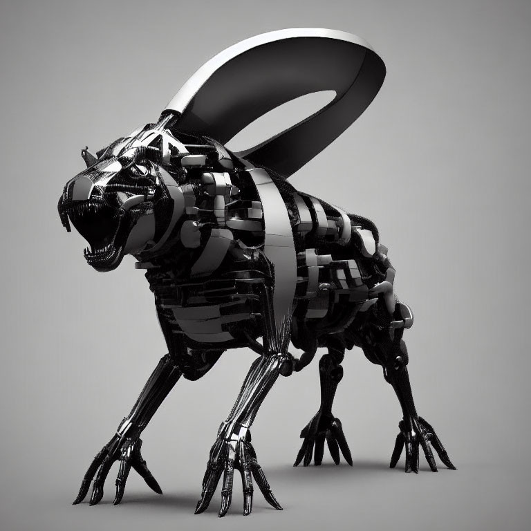 Detailed 3D digital image of a stylized mechanical bee