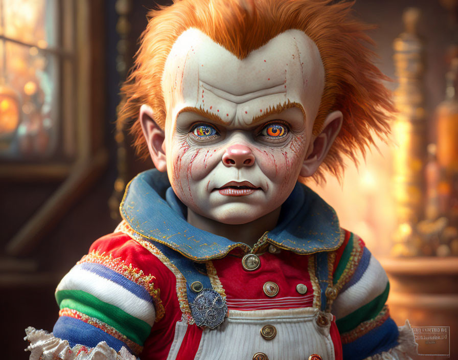 Fantasy creature digital artwork with young clown features