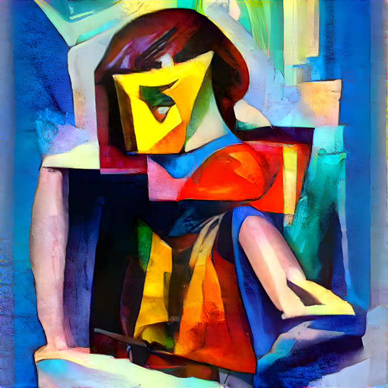 Female face in cubism art style