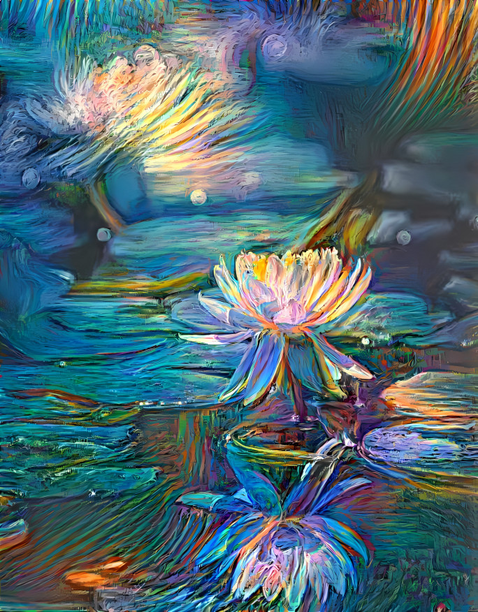 Oil On Canvas Lotus Pond