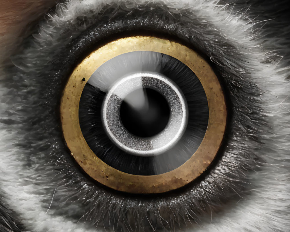 Detailed Close-Up of Animal Eye with Golden Iris and Black Pupil