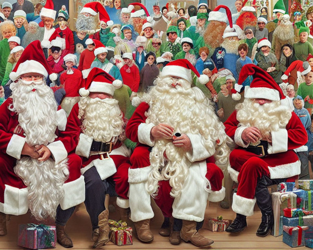 Festive Santa Claus Outfits and Christmas Attire Gathering