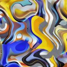 Vibrant Abstract Wavy Design in Blue, Yellow, and Orange Hues