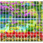 Colorful Full Bloom Flower Collage in Panels