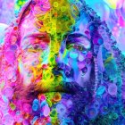 Colorful Fractal Patterns Merge with Bearded Man's Face