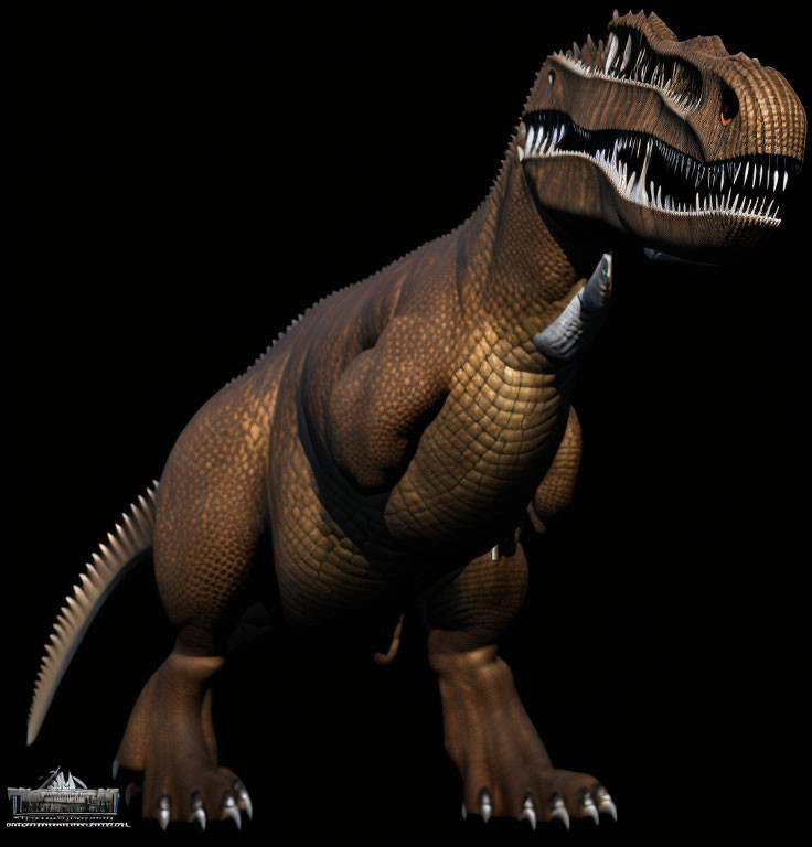 Detailed Tyrannosaurus Rex Digital Rendering on Dark Background