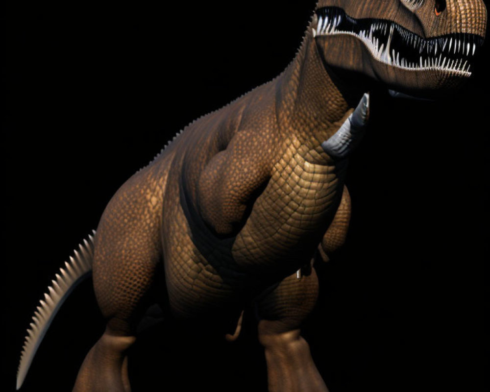 Detailed Tyrannosaurus Rex Digital Rendering on Dark Background