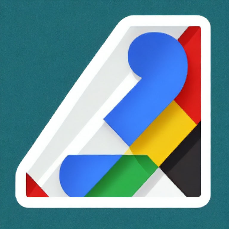 Logo with Google colors in abstract '1' shape or doorstop design