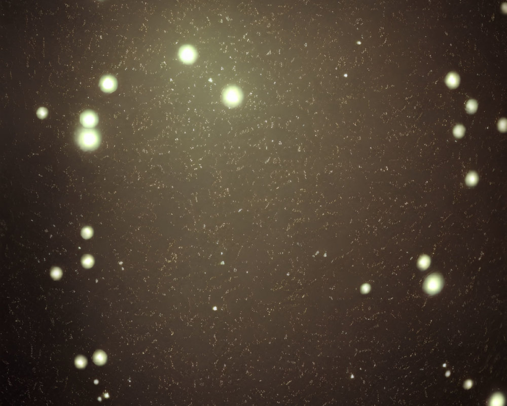 Glowing star-like particles on textured dark brown background