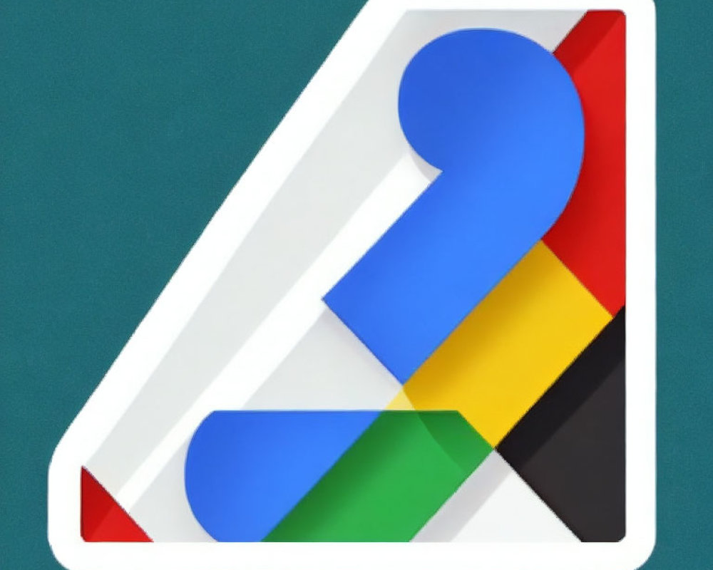 Logo with Google colors in abstract '1' shape or doorstop design