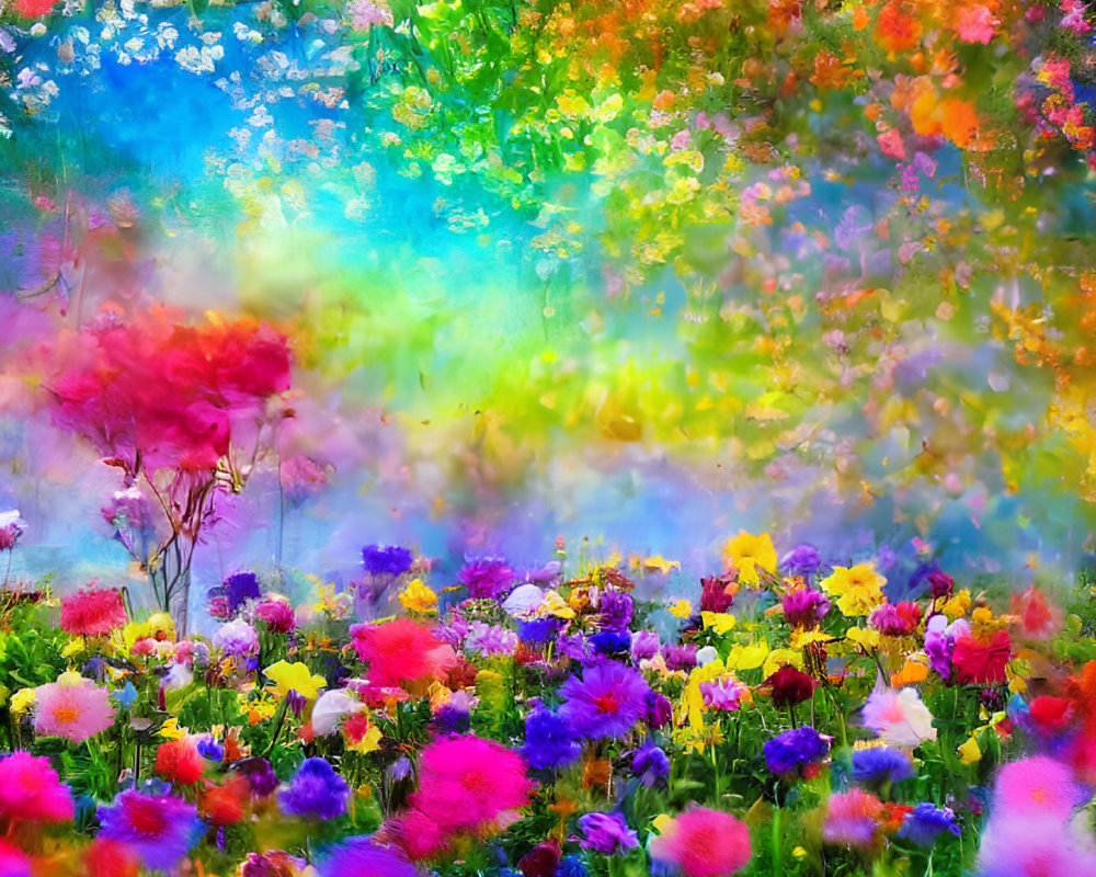 Colorful Blooming Flower Garden in Bright Light