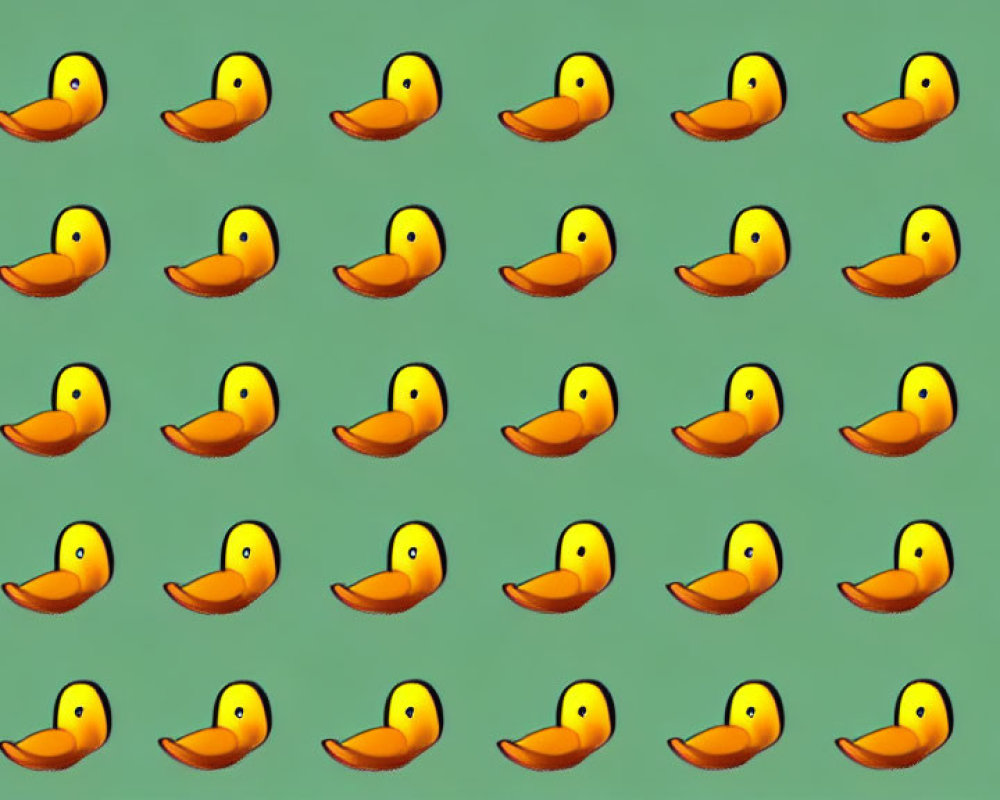 Grid pattern of identical rubber duck emojis on teal background.