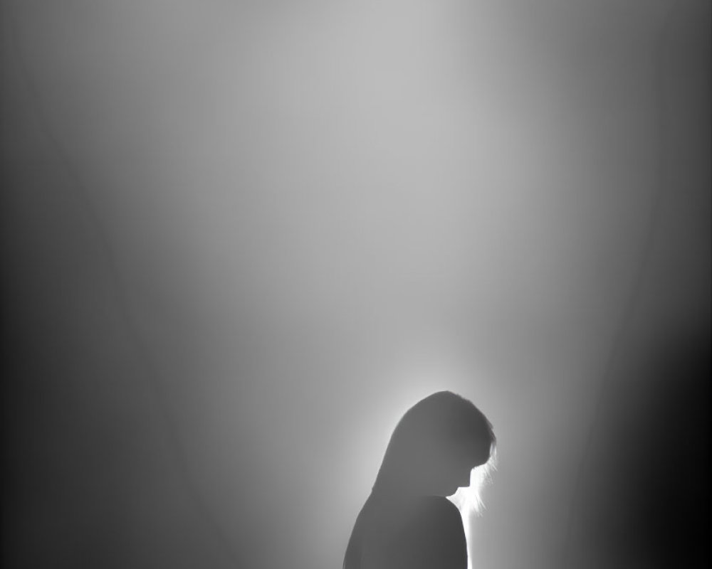 Person's Silhouette Against Bright Hazy Background