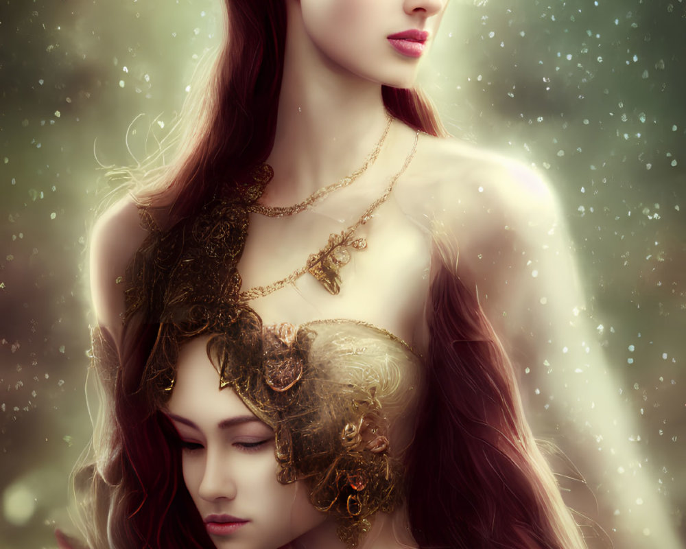 Ethereal beings with elongated ears in fantasy illustration