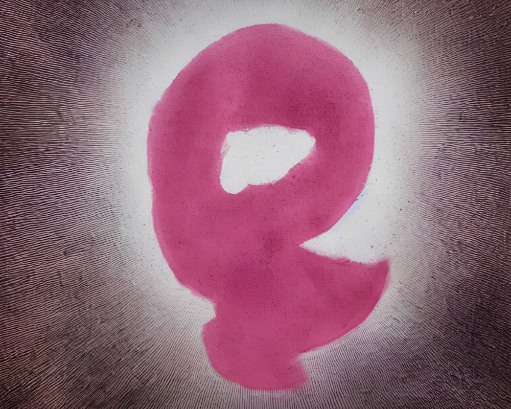 Pink Watercolor-Style Letter "Q" on Textured Gray Background