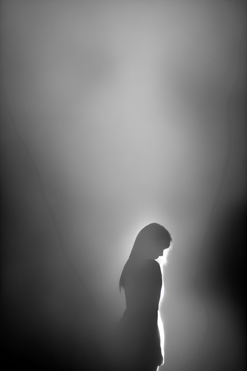 Person's Silhouette Against Bright Hazy Background