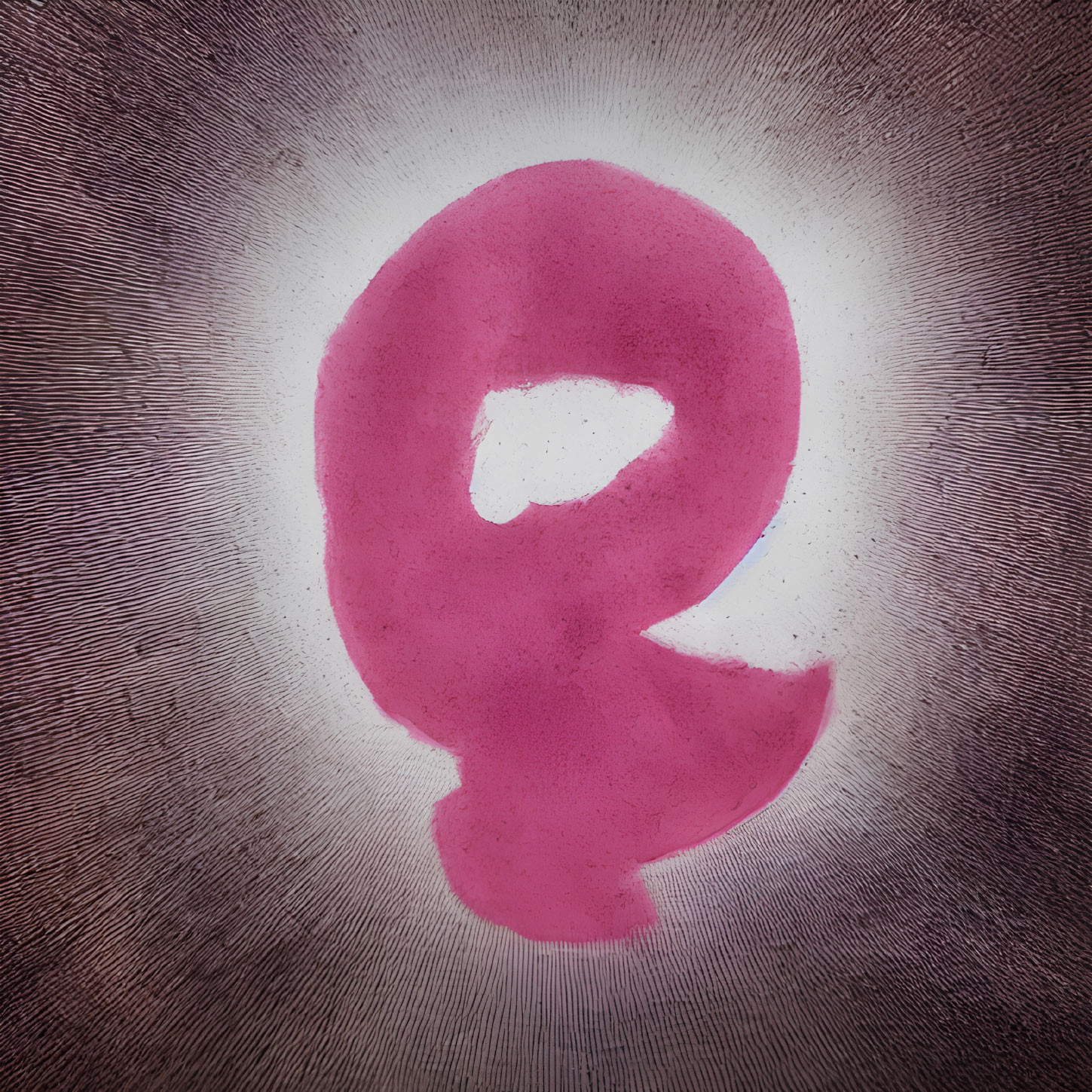 Pink Watercolor-Style Letter "Q" on Textured Gray Background