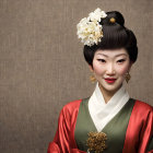 Digital artwork: Woman in Korean hanbok with floral hairpiece