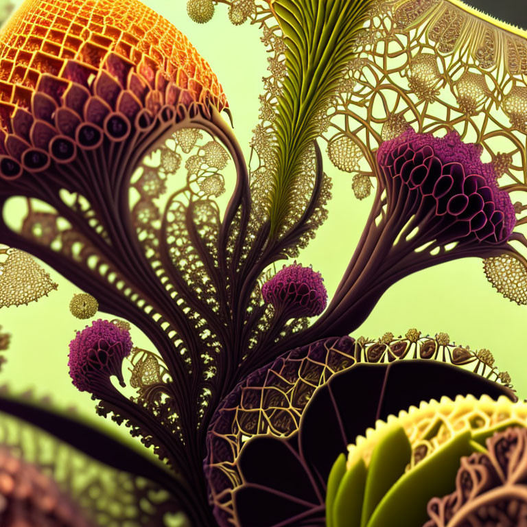 Fractal digital art: Organic growth patterns in earthy tones