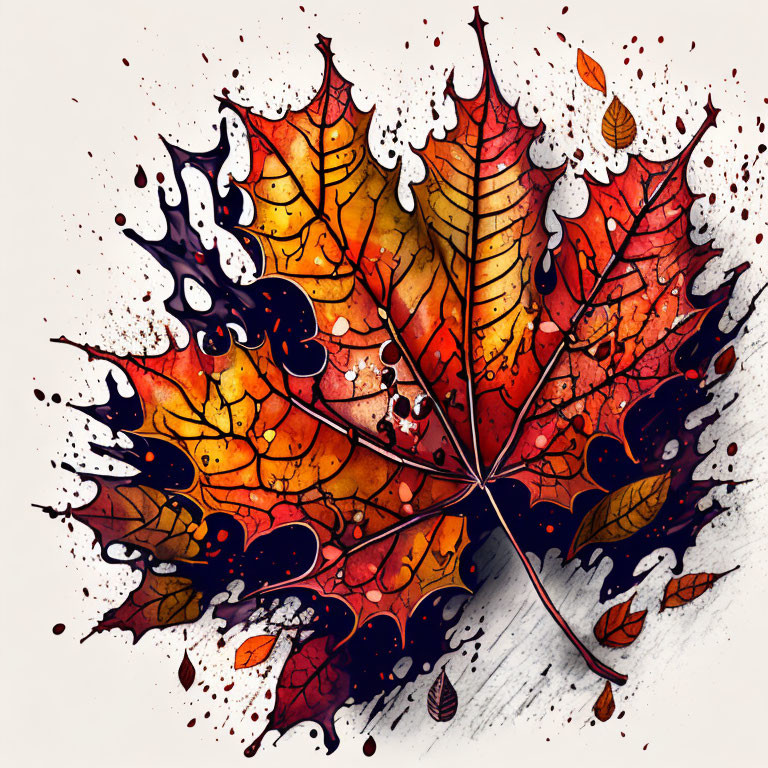 Colorful Autumn Leaves Artwork on White Background