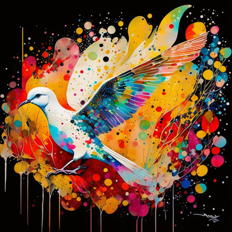 Colorful Abstract Bird Painting with Dynamic Background