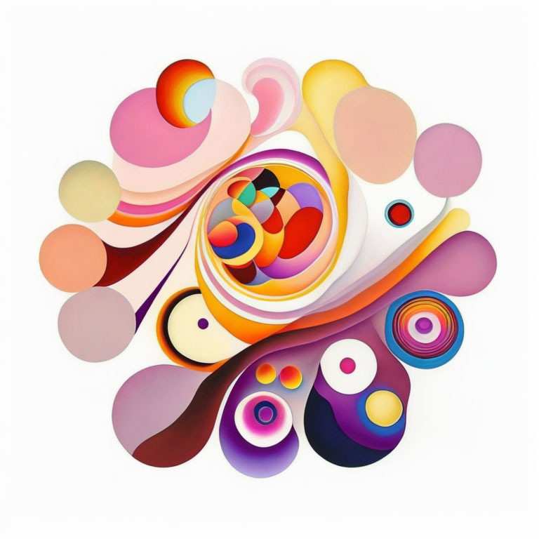 Colorful Abstract Art: Swirls and Orbs in Vibrant Composition