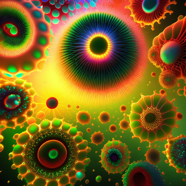 Colorful Abstract Microscopic Organisms on Warm Background