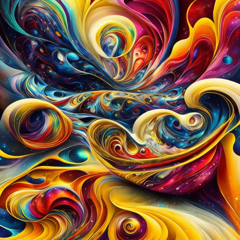 Colorful Abstract Art: Swirling Patterns & Cosmic Colors