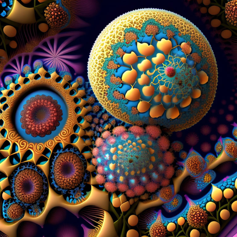 Colorful Fractal Image with Complex Spherical Shapes