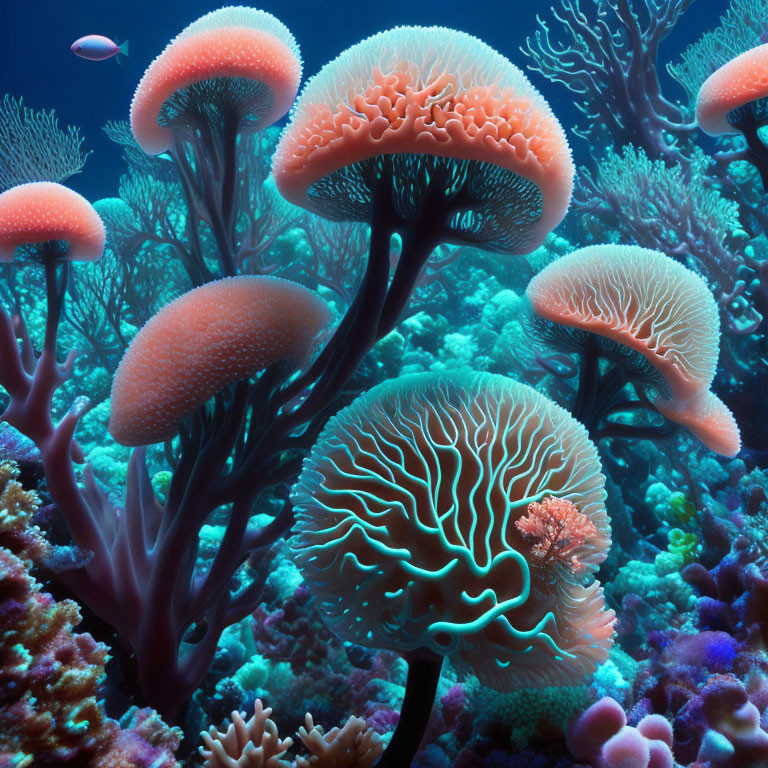 Colorful Coral Species in Serene Underwater Scene