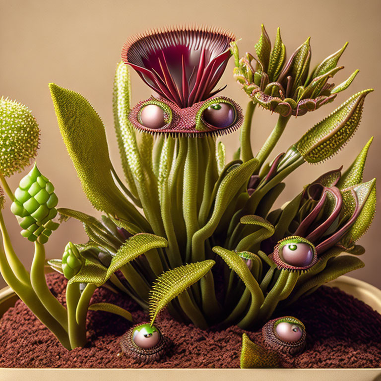 Digitally manipulated image: Plants with animal-like eyes