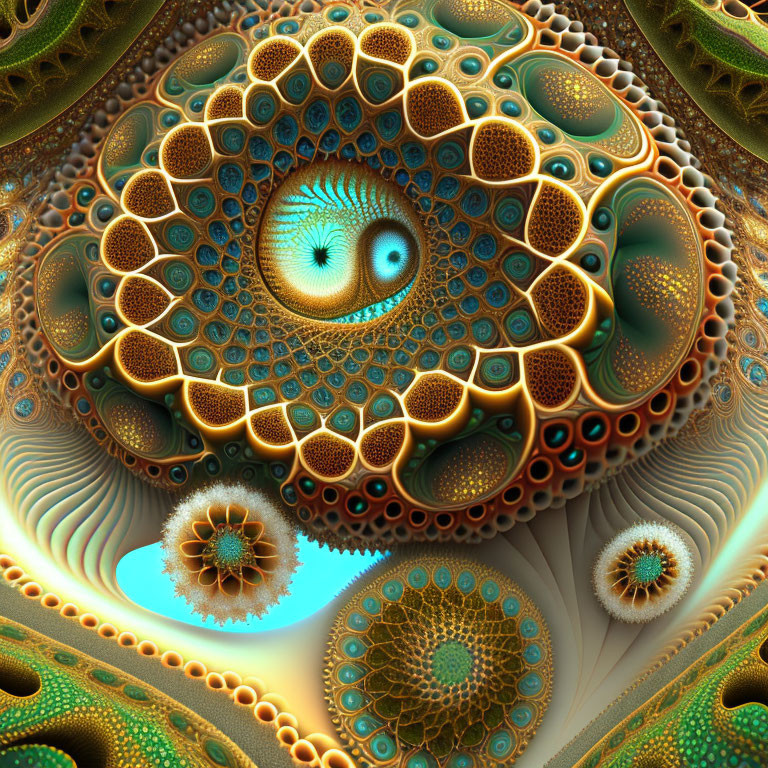 Detailed Fractal Image with Circular Eye Motif