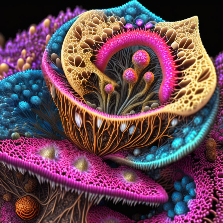 Colorful Fractal Art of Abstract Organic Shapes