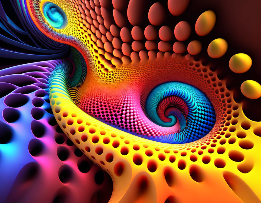 Colorful Psychedelic Digital Artwork with Swirling Patterns