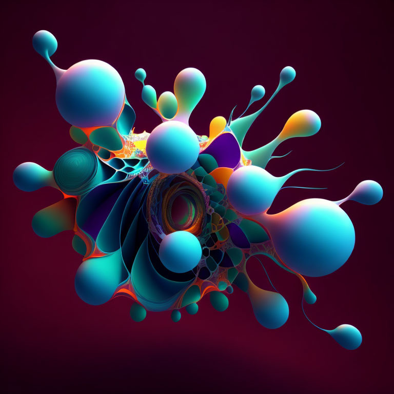 Colorful 3D Abstract Art: Swirling Patterns & Spherical Shapes