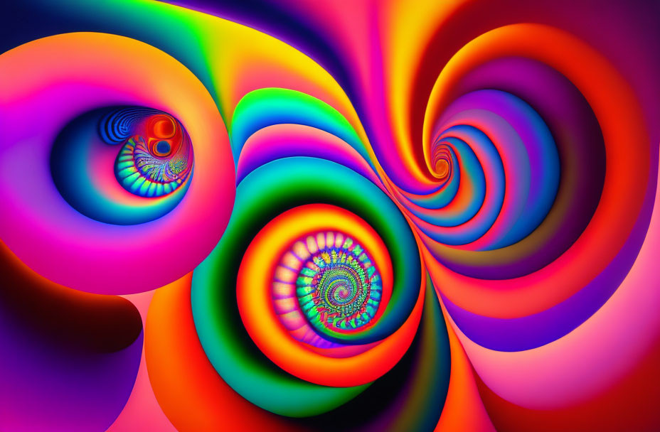 Colorful Abstract Digital Art with Swirling Rainbow Patterns