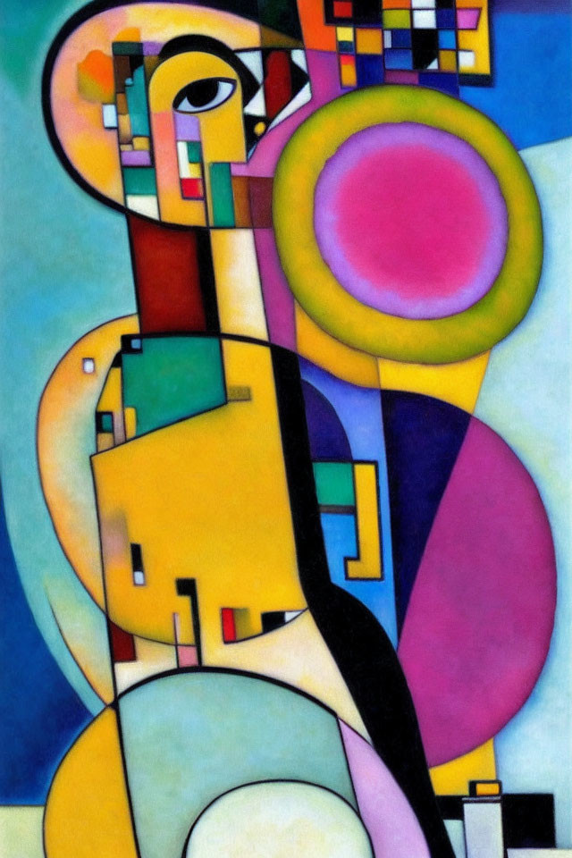 Colorful Abstract Art: Geometric Shapes Resemble Human Figure