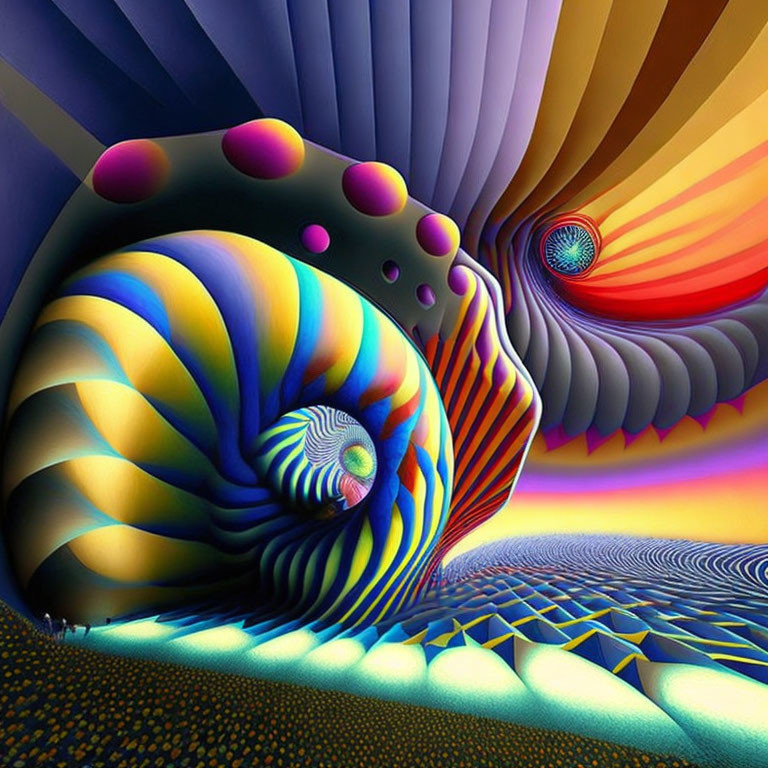 Colorful Psychedelic Digital Artwork with Swirling Patterns