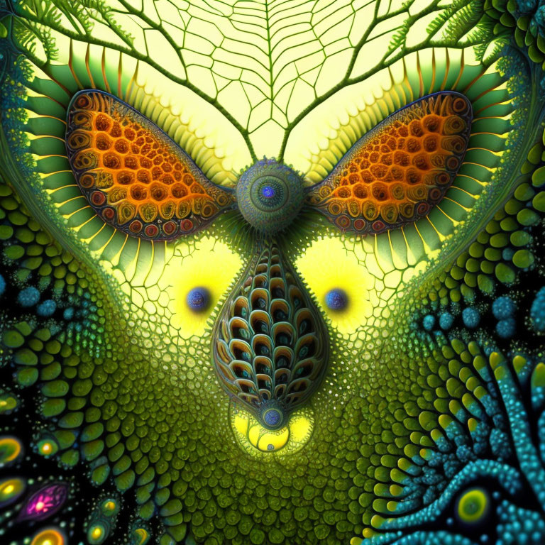 Colorful Fractal Artwork: Butterfly with Intricate Patterns