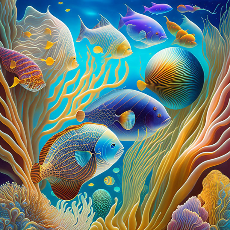 Vibrant tropical fish and coral in a lively underwater scene