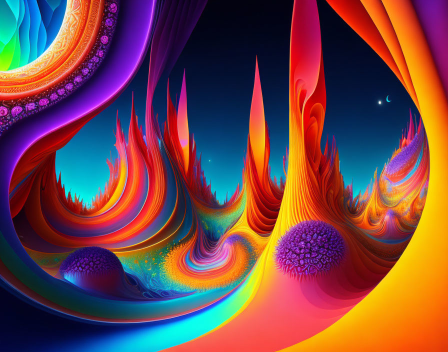 Colorful Abstract Artwork with Fluid Shapes and Patterns in Warm Colors