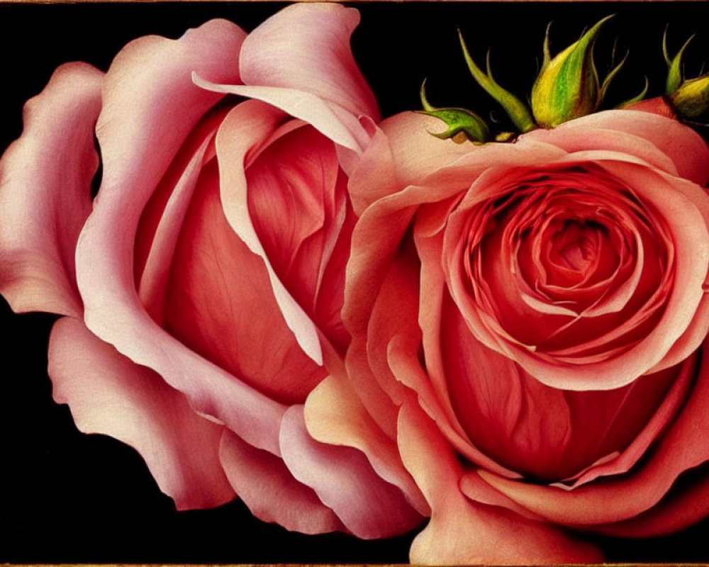 Vibrant pink rose with layered petals on black background