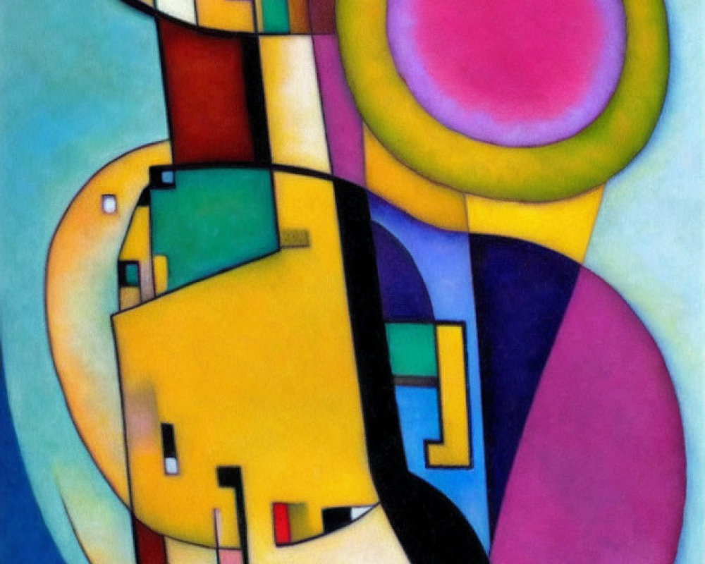 Colorful Abstract Art: Geometric Shapes Resemble Human Figure