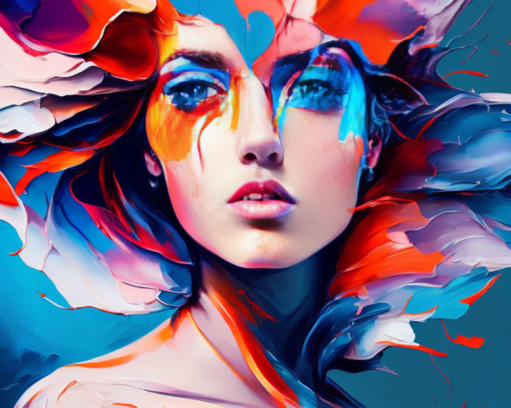 Colorful Paint Strokes Enhance Woman's Features