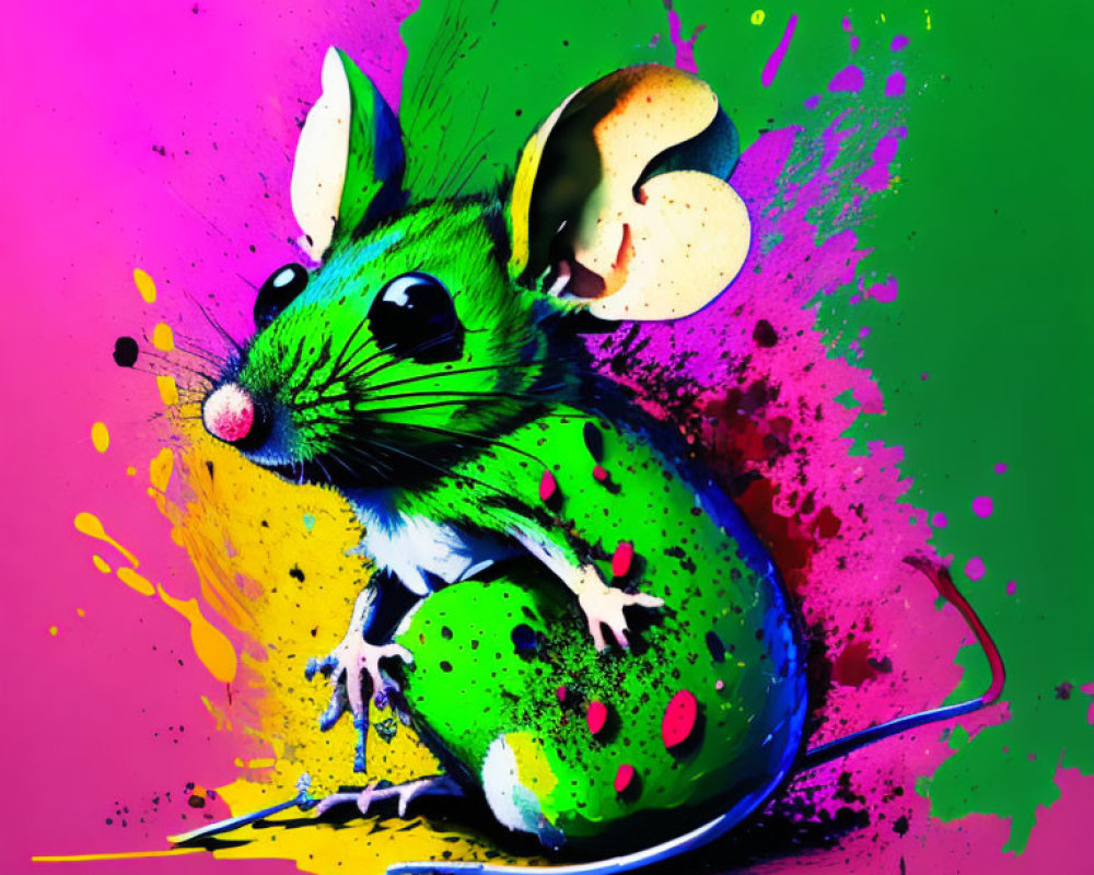 Vibrant Mouse Artwork with Colorful Background