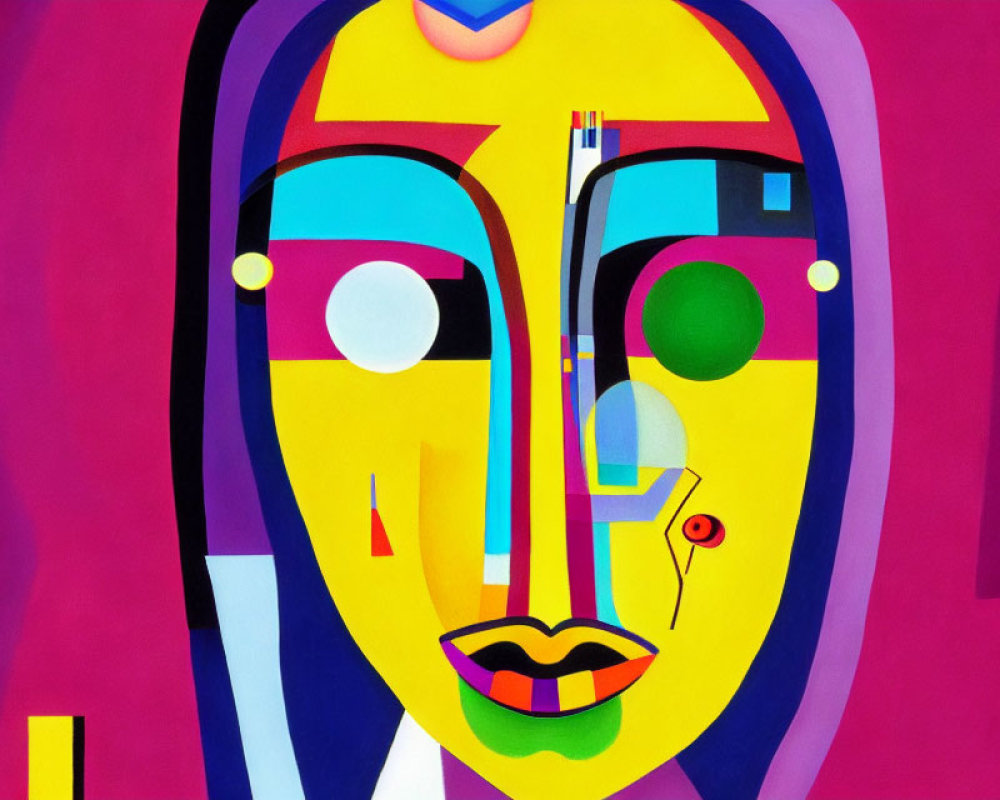 Colorful Cubist Abstract Art: Stylized Face with Geometric Shapes